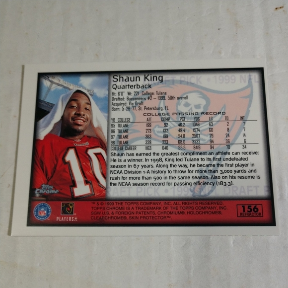 1999 Topps Chrome Shaun King Rookie #156 Refractor Tampa Bay Buccaneers - Picture 3 of 8